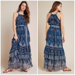 Anthropologie Sasha Ruffled Maxi Dress Size L